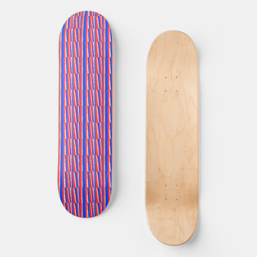 Red White Blue Circles Stripes Skateboard (Vorderseite)