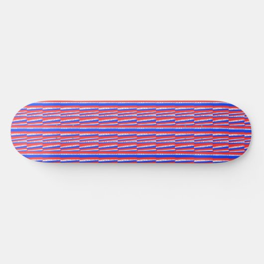 Red White Blue Circles Stripes Skateboard (Horizontal)