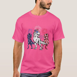 Red White Blue Cool Rex Dinosaur Feuerwerk 4. J T-Shirt