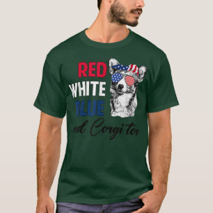 Red White Blue & Corgi zu amerikanischer Flagge 4. T-Shirt