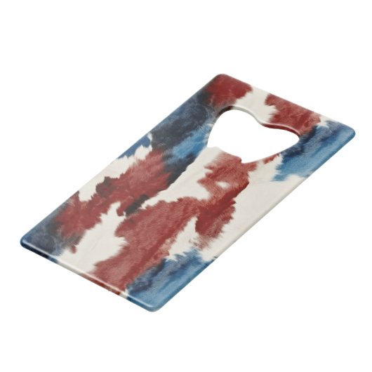 Red White Blue Cow Animal Print Geldbeutel Flaschenöffner (Rückseite Schrägansicht)
