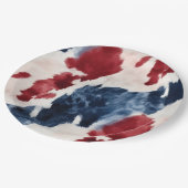 Red White Blue Cowhide Pappteller (Schrägansicht)