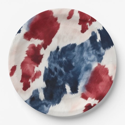 Red White Blue Cowhide Pappteller (Vorderseite)