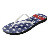 Red White Blue Crab Muster Nautical Personalize Badesandalen (Schrägansicht)