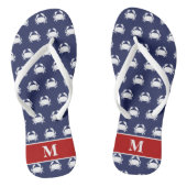 Red White Blue Crab Muster Nautical Personalize Badesandalen (Fußbett)