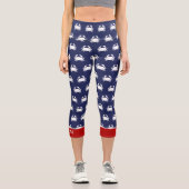 Red White Blue Crab Muster Nautical Personalize Capri Leggings (Vorderseite)