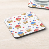 Red White Blue Cupcake Flag Star Patriotic Getränkeuntersetzer (Linke Seite)