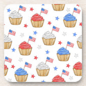 Red White Blue Cupcake Flag Star Patriotic Getränkeuntersetzer (Vorderseite)