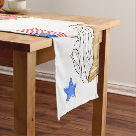 Red White Blue Cupcake Flag Star Patriotic Kurzer Tischläufer