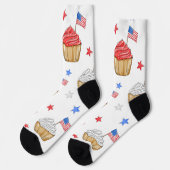 Red White Blue Cupcake Flag Star Patriotic Preppy Socken (Linkes Detail)