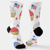 Red White Blue Cupcake Flag Star Patriotic Preppy Socken (Gewinkelt)