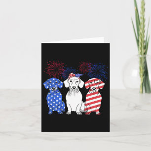 Red White Blue Dackel Dog Usa Flag Feuerwerk 4. Karte