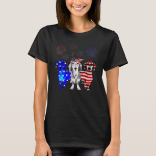 Red White Blue Dackel Usa Flag Feuerwerk 4. T-Shirt