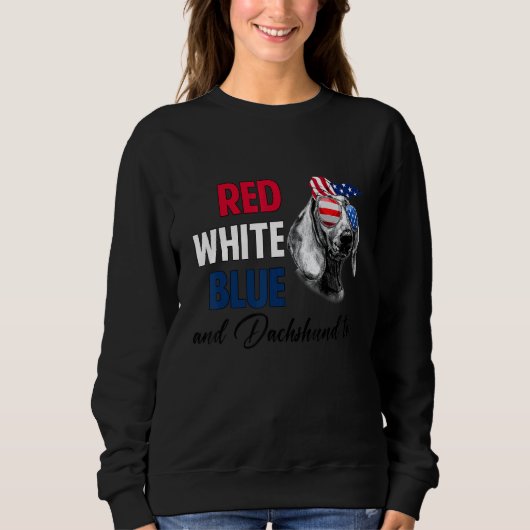 Red White Blue & Dackel zu American Flag 4. O Sweatshirt (Vorderseite)