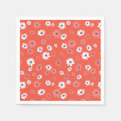 Red White Blue Daisy Blume Muster Serviette (Vorderseite)