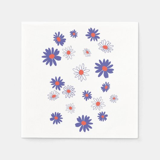Red White Blue Daisy Blume Napkins Serviette (Vorderseite)