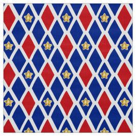 Red White Blue Diamond Gold Star Stoff