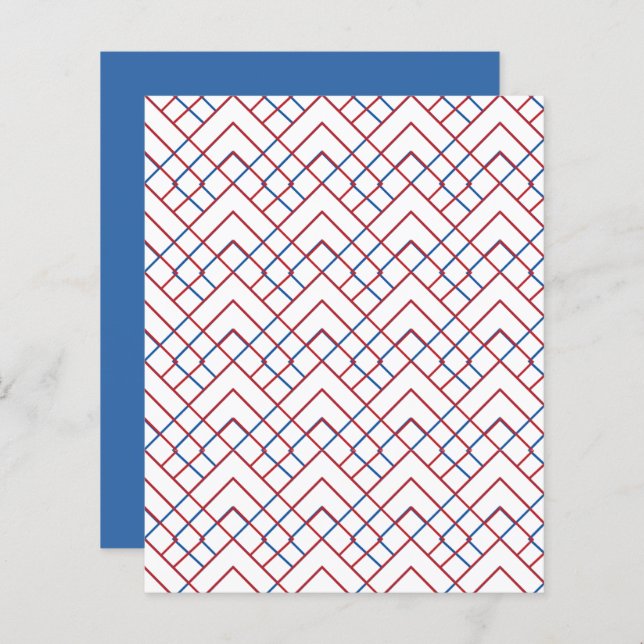 Red White Blue Diamond Grid Scrapbook Paper (Vorne/Hinten)