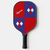Red White Blue Diamonds | Custom Modern Geometric Pickleball Schläger (Rückseite)