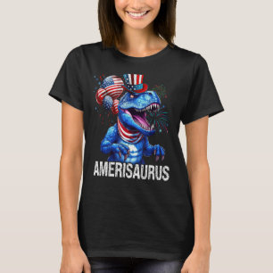 Red White Blue Dinosaurier Amerisaurus Feuerwerk 4 T-Shirt