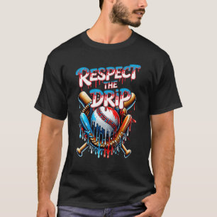 Red White Blue Drilling Ice Cream Tropfen Baseball T-Shirt