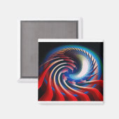 Red White & Blue Fantasy Fraktal Magnet (Vorderseite/Rückseite)