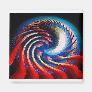 Red White & Blue Fantasy Fraktal Magnet