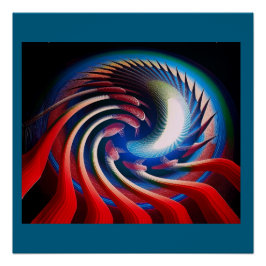Red White & Blue Fantasy Fraktal Poster