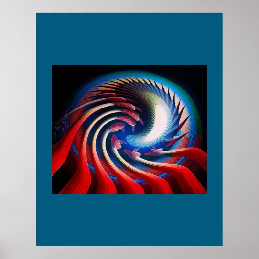Red White & Blue Fantasy Fraktal Poster (Vorne)