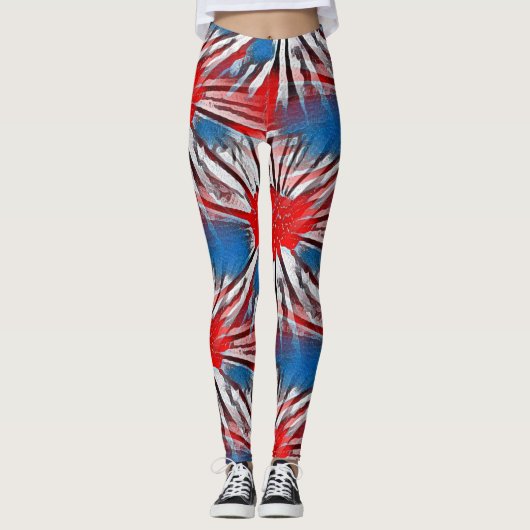 Red White Blue Firework Leggings (Vorderseite)