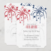 Red White & Blue Fireworks 4. Juli Einladungen (Vorne/Hinten)