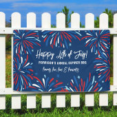 Red White Blue Fireworks 4. Juli Party Custom Banner