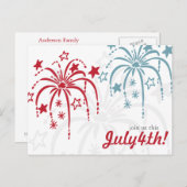 Red White & Blue Fireworks 4. Juli Postkarten (Vorne/Hinten)