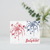 Red White & Blue Fireworks 4. Juli Postkarten (Stehend Vorderseite)