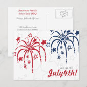 Red White & Blue Fireworks 4. Juli Postkarten (Vorne/Hinten)