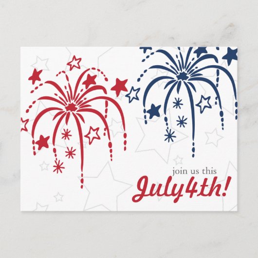 Red White & Blue Fireworks 4. Juli Postkarten (Vorderseite)