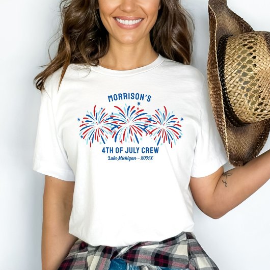 Red White Blue Fireworks Custom 4. Juli Familie T-Shirt