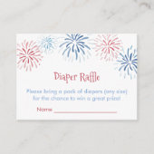 Red White Blue Fireworks Diaper Raffle Baby Dusche Begleitkarte (Vorderseite)