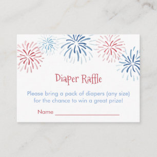 Red White Blue Fireworks Diaper Raffle Baby Dusche Begleitkarte