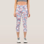 Red White Blue Fireworks Patriotic 4. Juli Capri Leggings (Vorderseite)