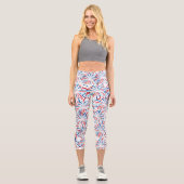 Red White Blue Fireworks Patriotic 4. Juli Capri Leggings (Vorderseite)