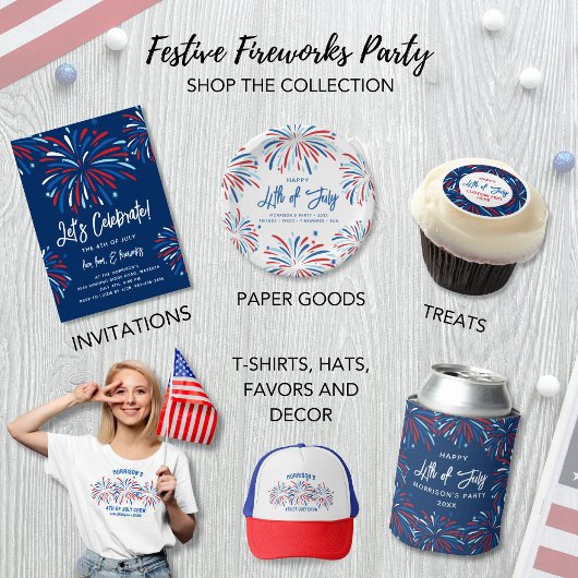 Red White Blue Fireworks Patriotic 4. Juli Capri Leggings