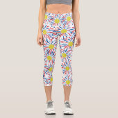 Red White Blue Fireworks Patriotic Pickleball Capri Leggings (Vorderseite)