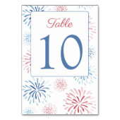 Red White Blue Fireworks Polterabend Tischnummer (Vorderseite)