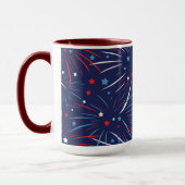 Red White Blue Fireworks Stars Big Big Tasse (Links)