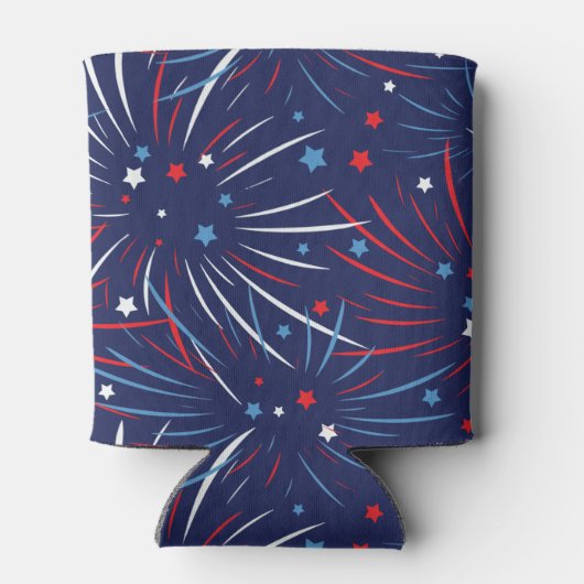 Red White Blue Fireworks Stars Dosenkühler (Rückseite)