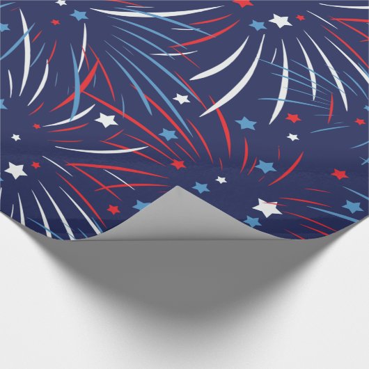 Red White Blue Fireworks Stars Geschenkpapier (Ecke)