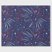 Red White Blue Fireworks Stars Geschenkpapier (Flach)