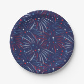 Red White Blue Fireworks Stars Pappteller (Vorderseite)