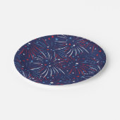 Red White Blue Fireworks Stars Pappteller (Schrägansicht)